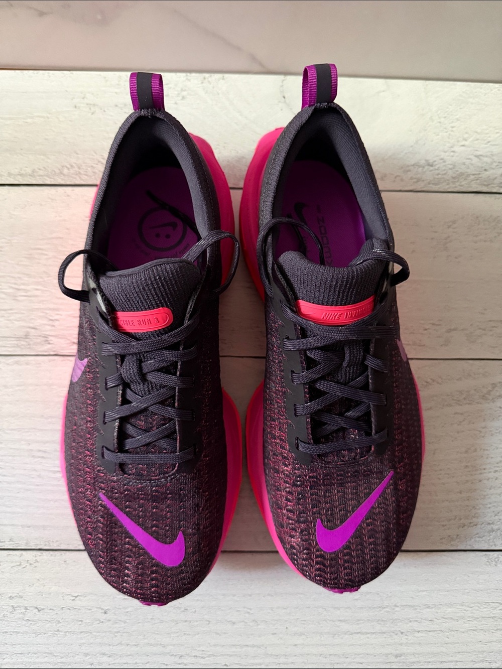 Nike Zoom X Invincible Run FK 3 Women's Black and Pink Purple Running Shoes - Picture 2 of 6